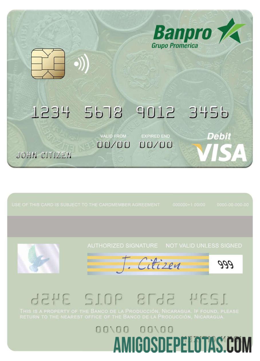Nicaragua Banco De La Producción Visa Debit Card example